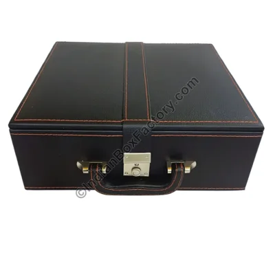 Chess set Storage box - Black Leatherette Stitched design