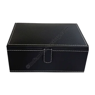 Gift Box - Black Leatherette single partition with stitching