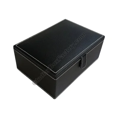 Gift Box - Black Leatherette single partition with stitching