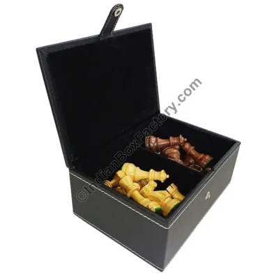 Gift Box - Black Leatherette single partition with stitching