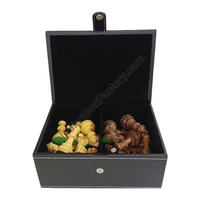 Gift Box - Black Leatherette single partition with stitching