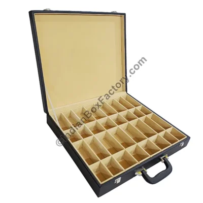 Black Leatherette Chess Box (Compartment design)
