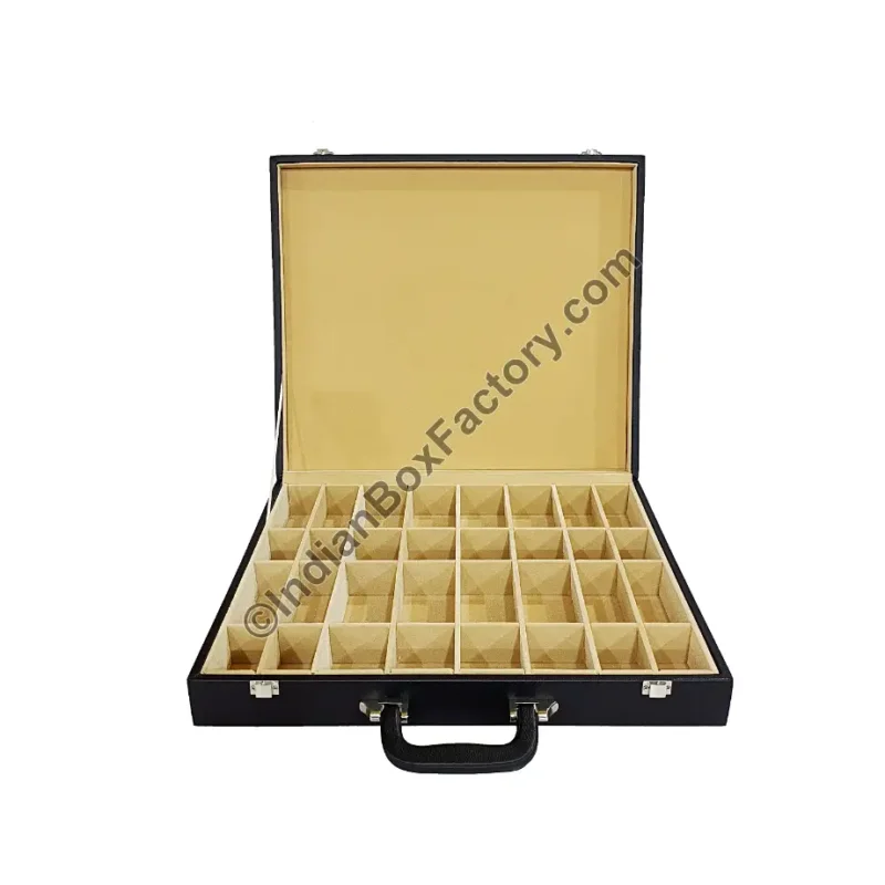 Black Leatherette Chess Box (Compartment design)