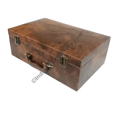 Leatherette Chess Box (up to 4″ KH) – Tan Brown