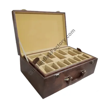 Leatherette Chess Box (up to 4″ KH) – Tan Brown