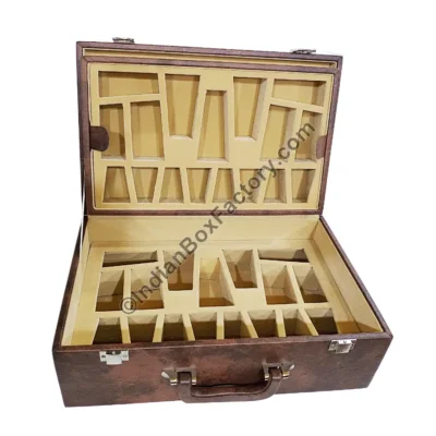 Leatherette Chess Box (up to 4″ KH) – Tan Brown
