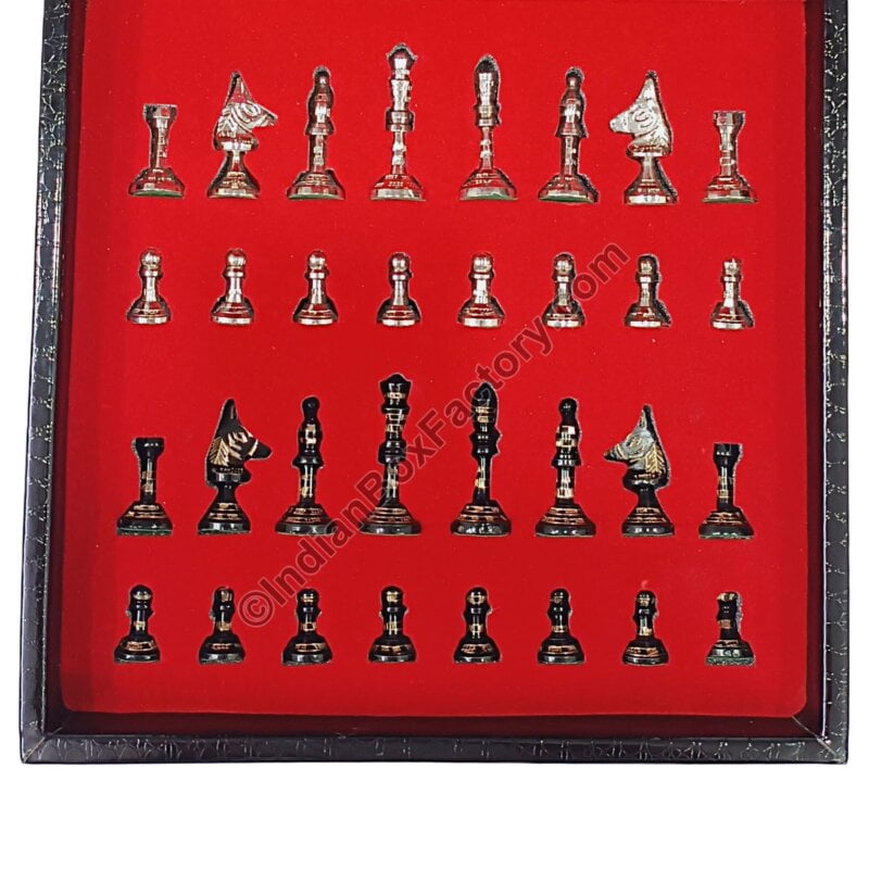 10" Staunton Brass Chess Set - Black
