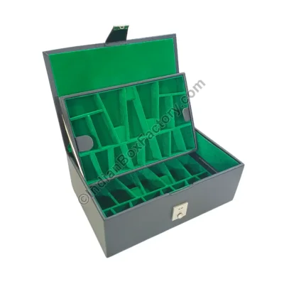 Leatherette Chess Box - Dual tray design