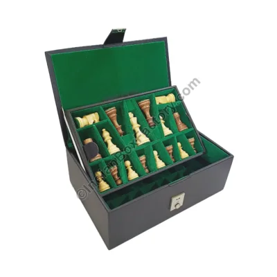 Leatherette Chess Box - Dual tray design