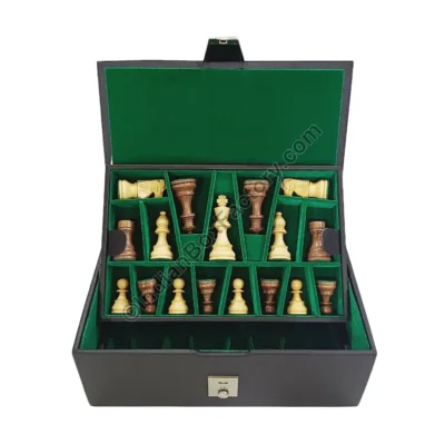 Leatherette Chess Box - Dual tray design