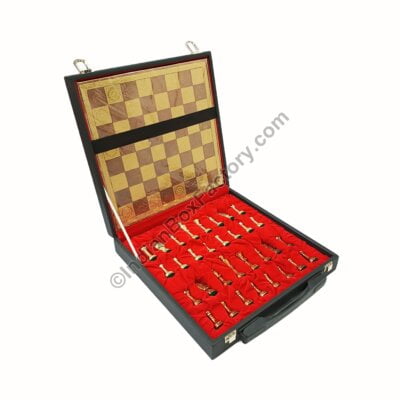 12" Staunton Brass Chess Set - Copper Gold