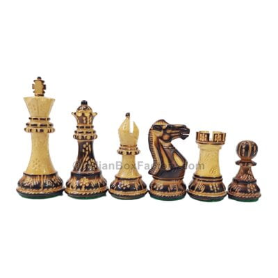 Classic Staunton hand carved burnt Chess Pieces - 3.9" - Boxwood