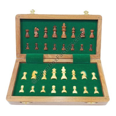 Travel Chess Set - Magnetic - Wooden (10") with latches