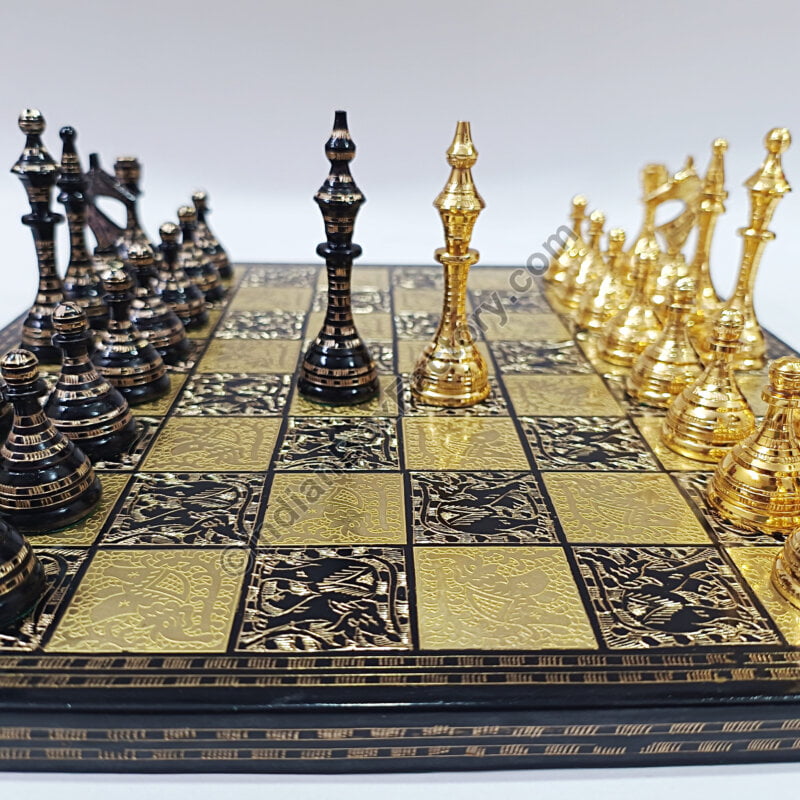 14" Soviet Classic Brass Chess Set - Black and Gold