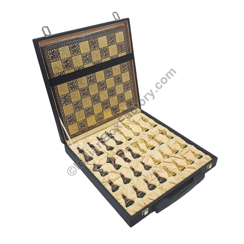 14" Soviet Classic Brass Chess Set - Black and Gold