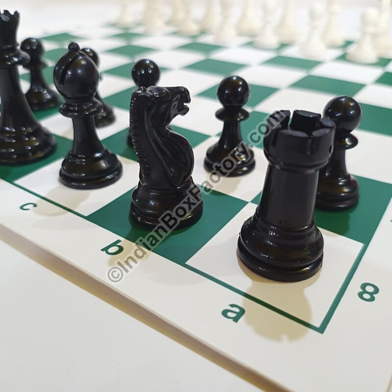 Plastic Chess Set (3.6"KH) with 17" Vinyl roll up board - Green