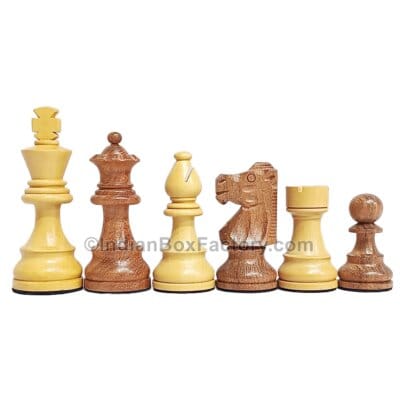 French design Chess Pieces - 3.3" - Acacia and Boxwood