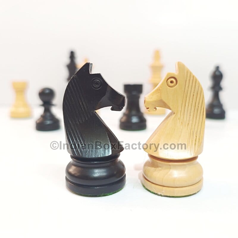 Tournament Wooden Chess pieces - 3.3" - Ebonized boxwood
