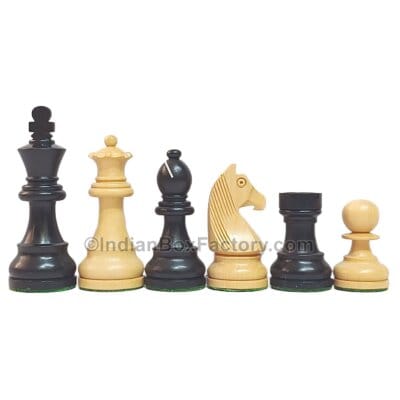 Tournament Wooden Chess pieces - 3.3" - Ebonized boxwood