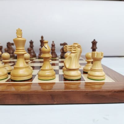 Classic Staunton Chess Set - 3.85" KH - (Golden Rosewood / Boxwood) - with 19" Chess Board (Golden Rosewood / Maple)