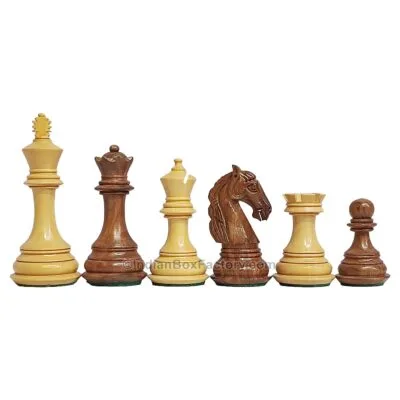 Columbian Staunton Chess Set - 3.85" KH - (Golden Rosewood / Boxwood) - with 19" Chess Board (Golden Rosewood / Maple)