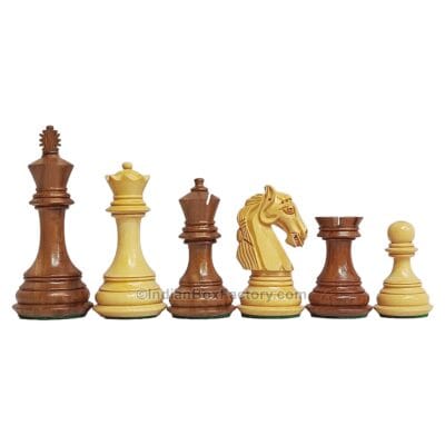 Columbian Staunton Chess Set - 3.85" KH - (Golden Rosewood / Boxwood) - with 19" Chess Board (Golden Rosewood / Maple)