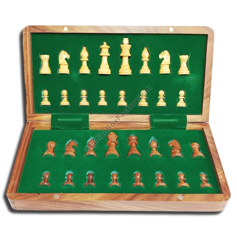 Travel Chess Set - Magnetic - 12" - Golden Rosewood & Maple