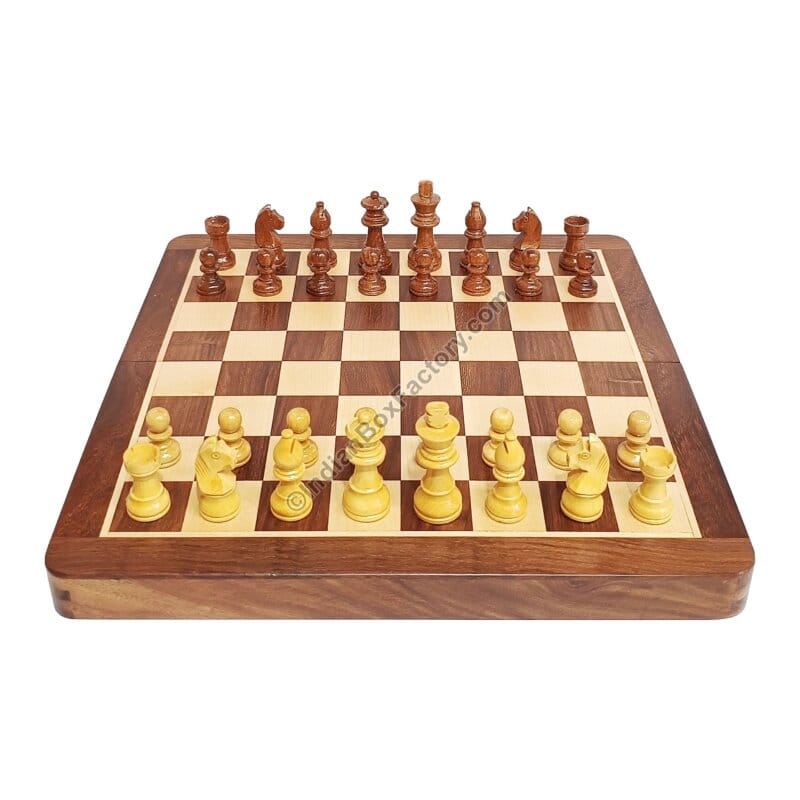 Travel Chess Set - Magnetic - 12" - Golden Rosewood & Maple